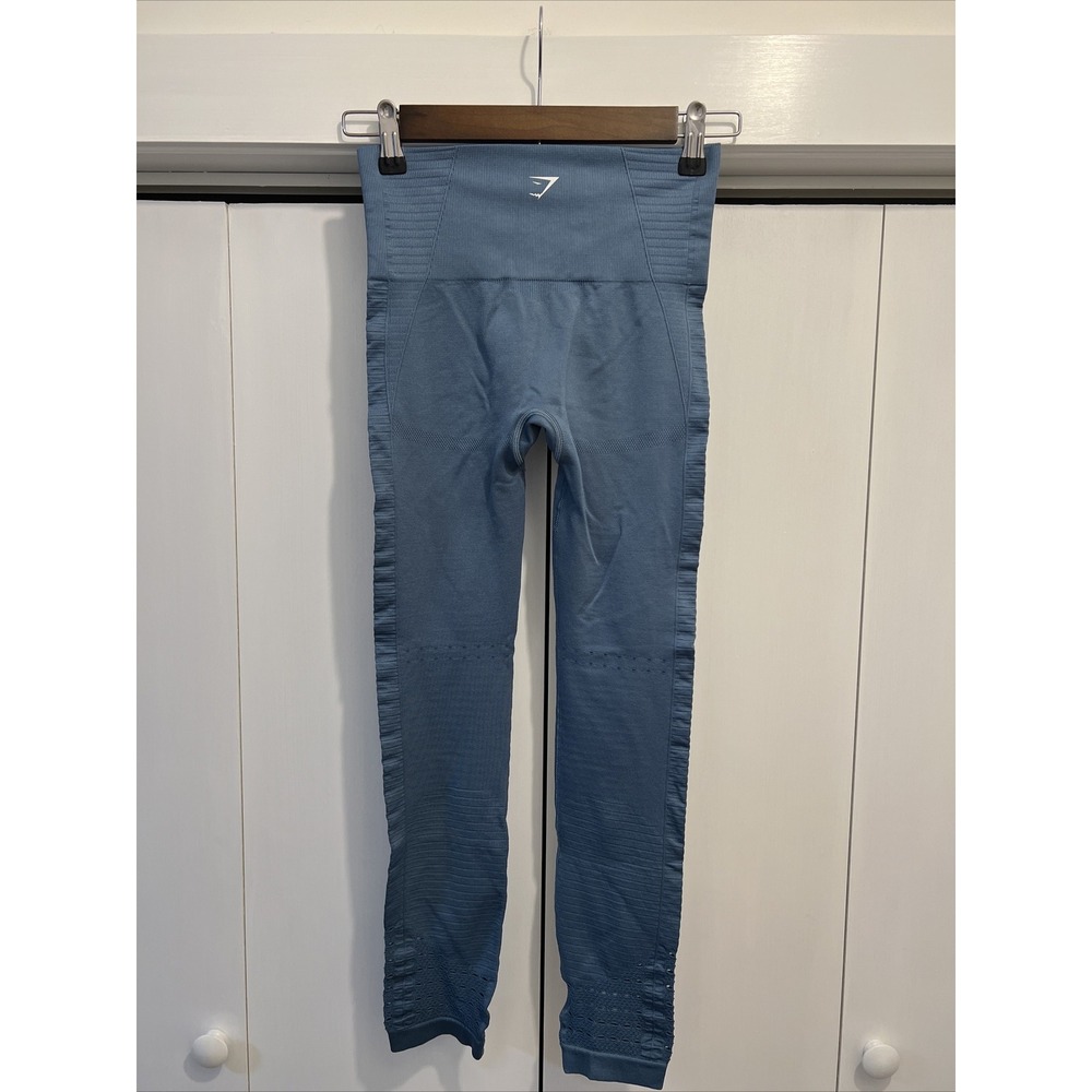 Gymshark‎ Energy Seamless Leggings BLUE Holes/Perforated Sz XS Extra Small - Picture 5 of 8